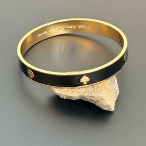 Kate Spade New York Black Enamel Gold Plated Ace Of Spade Bangle Bracelet